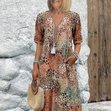 Veronica |  Rochie Midi Vibrantă